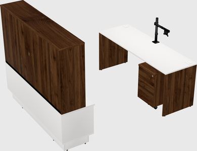Parallel desk with low credenza