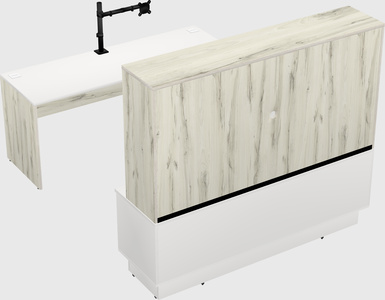 Parallel desk with low credenza