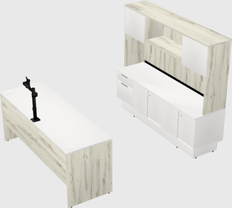 Parallel desk with low credenza