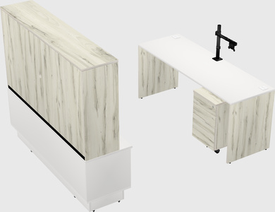 Parallel desk with low credenza