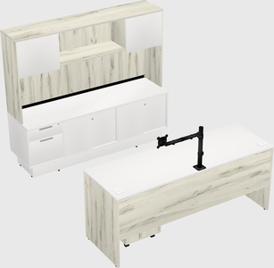 Parallel desk with low credenza