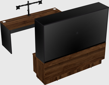 Parallel desk with low credenza