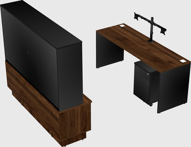 Parallel desk with low credenza