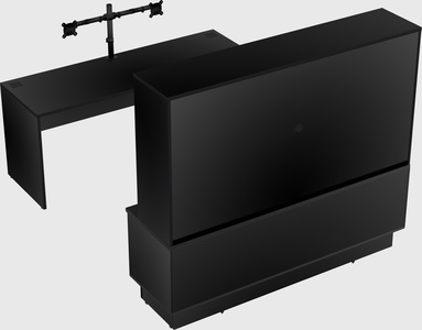 Parallel desk with low credenza
