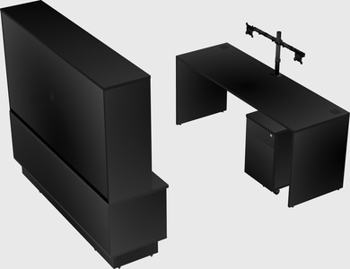 Parallel desk with low credenza