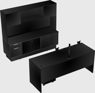 Parallel desk with low credenza