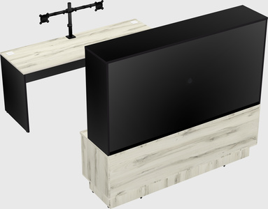 Parallel desk with low credenza