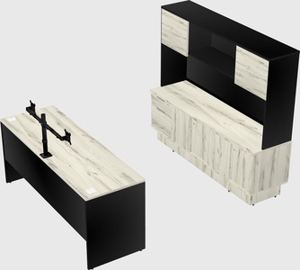 Parallel desk with low credenza