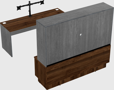 Parallel desk with low credenza
