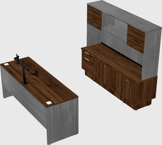 Parallel desk with low credenza