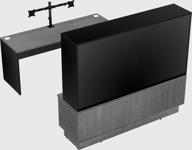 Parallel desk with low credenza