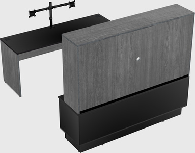 Parallel desk with low credenza