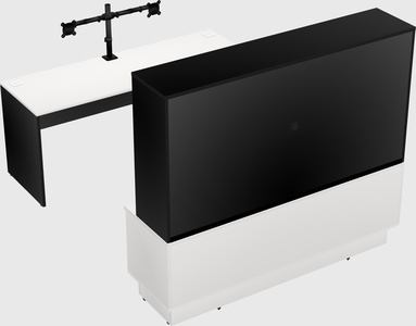 Parallel desk with low credenza