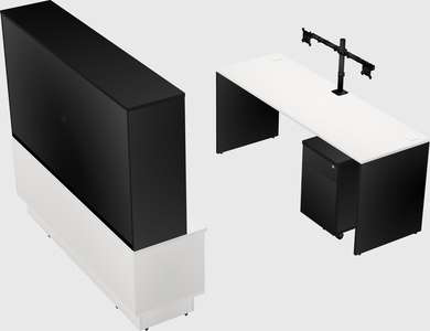 Parallel desk with low credenza