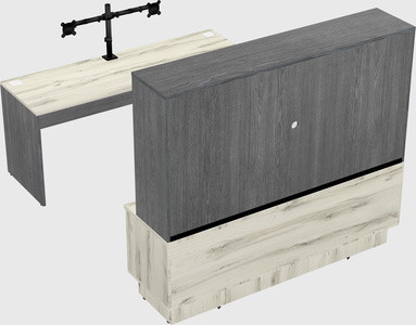 Parallel desk with low credenza