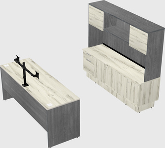 Parallel desk with low credenza