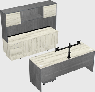Parallel desk with low credenza