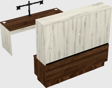 Parallel desk with low credenza