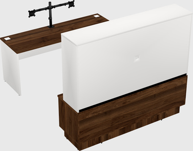Parallel desk with low credenza