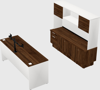 Parallel desk with low credenza