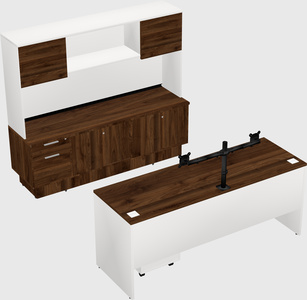 Parallel desk with low credenza