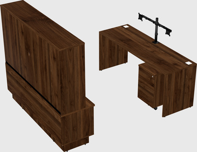 Parallel desk with low credenza