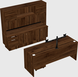 Parallel desk with low credenza