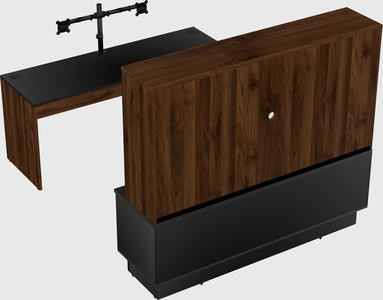Parallel desk with low credenza