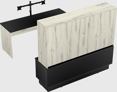 Parallel desk with low credenza