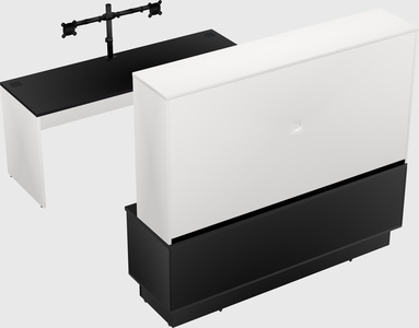 Parallel desk with low credenza