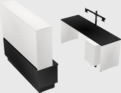 Parallel desk with low credenza