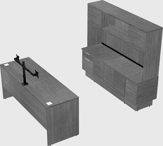 Parallel desk with low credenza