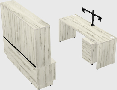 Parallel desk with low credenza