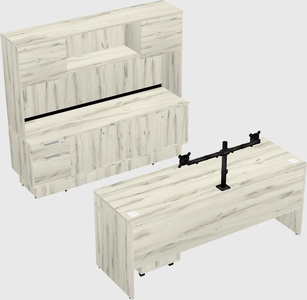 Parallel desk with low credenza