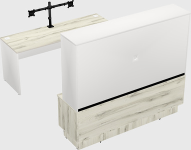 Parallel desk with low credenza