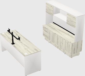 Parallel desk with low credenza