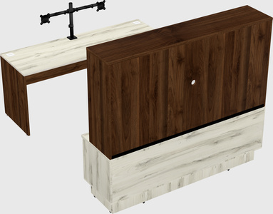 Parallel desk with low credenza