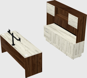 Parallel desk with low credenza
