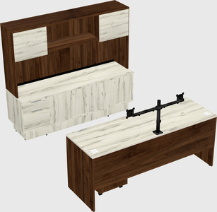 Parallel desk with low credenza