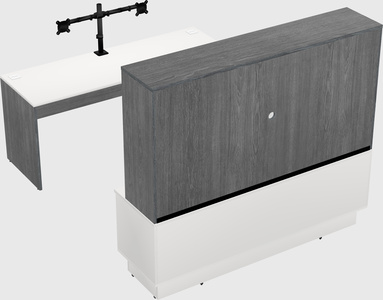 Parallel desk with low credenza