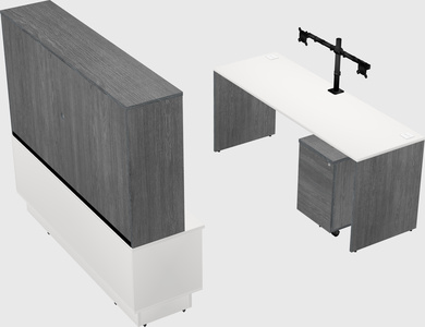 Parallel desk with low credenza