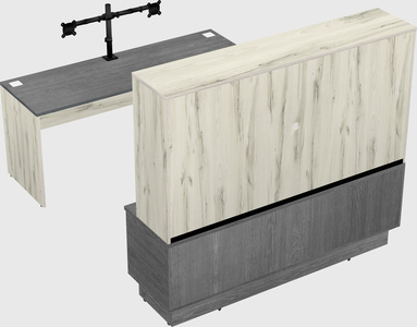 Parallel desk with low credenza