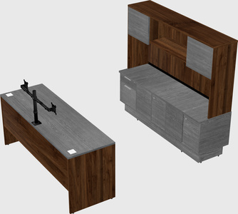 Parallel desk with low credenza