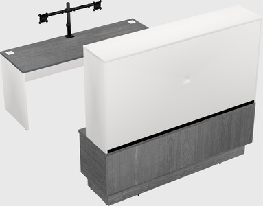 Parallel desk with low credenza