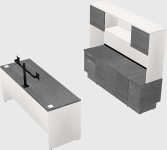 Parallel desk with low credenza
