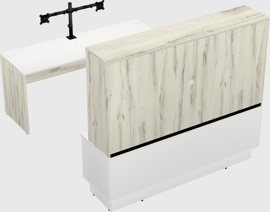 Parallel desk with low credenza
