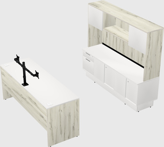 Parallel desk with low credenza
