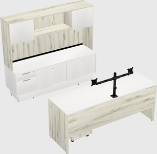 Parallel desk with low credenza