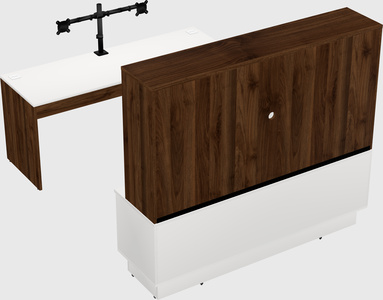 Parallel desk with low credenza