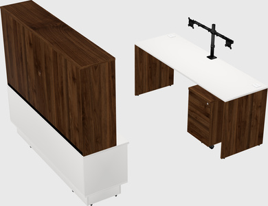 Parallel desk with low credenza